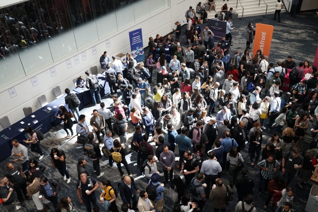 a trade show taking place 
