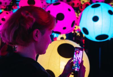 woman attending a virtual exhibition